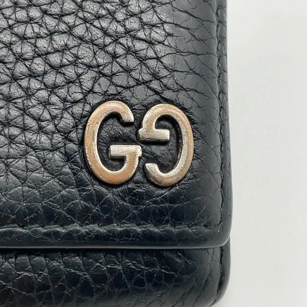 AUTH GUCCI Durian Leather Black Card Holder